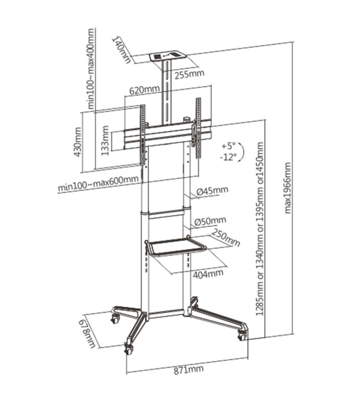 Soporte de suelo ewent ew1539 hasta 70 pulgadas max 50kg
