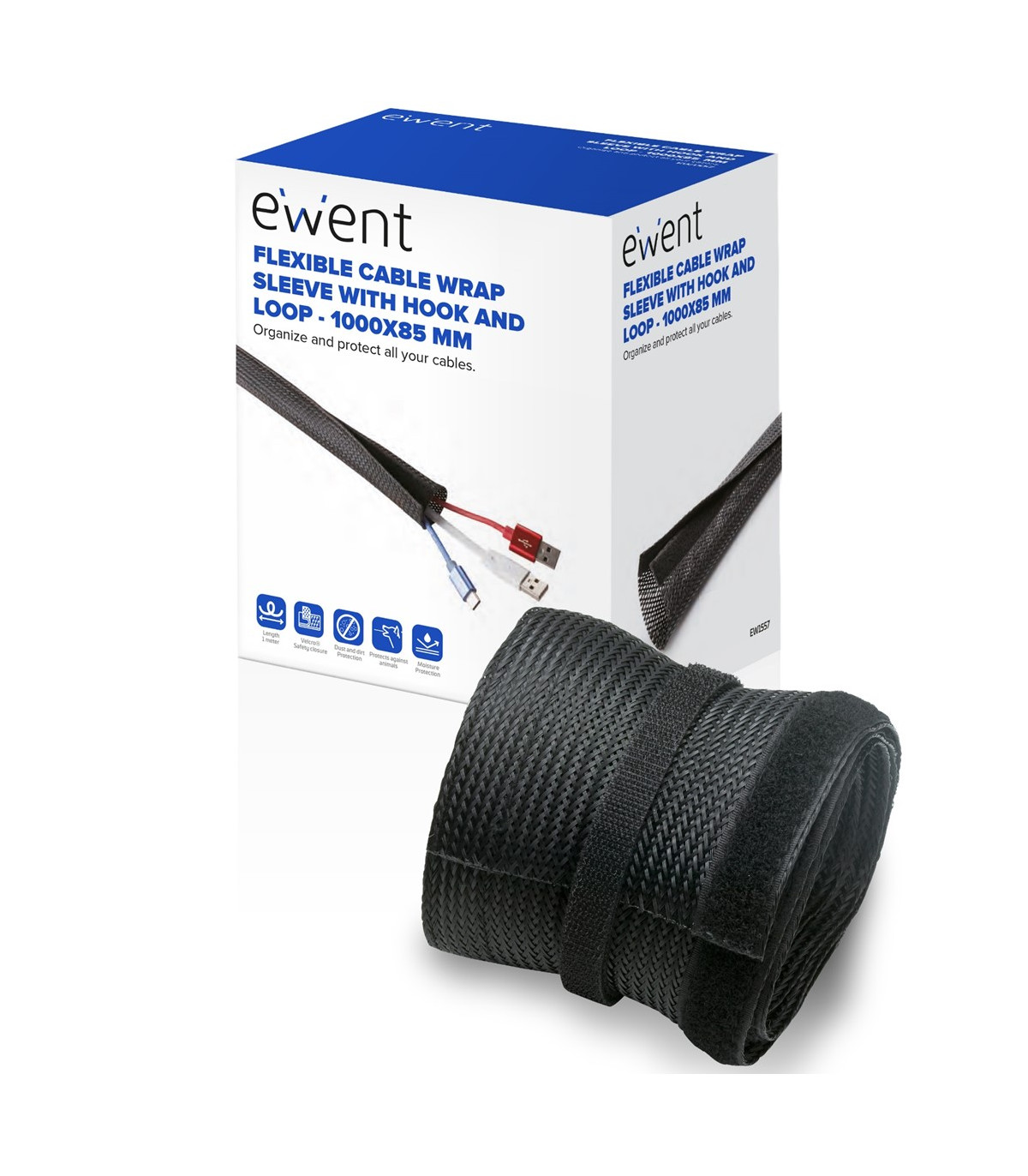 Manguito flexible con velcro ewent ew1557 1000x85mm