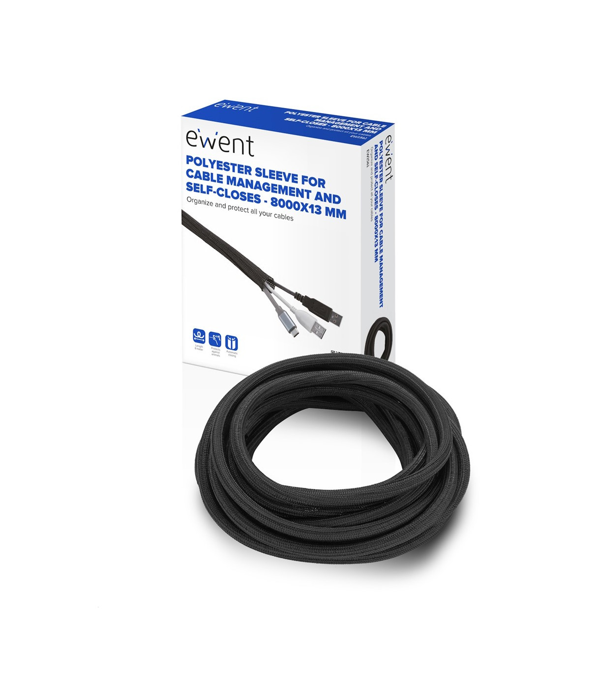 Manguito de polyester con autocierre ewent ew1561 8000x13mm