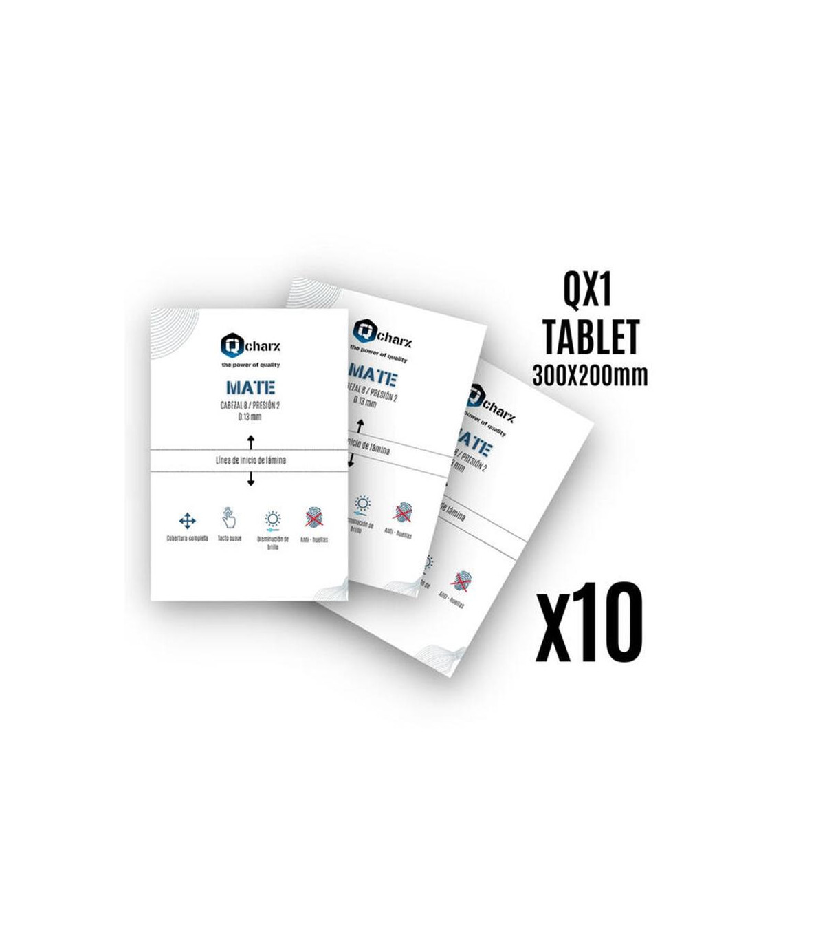 Laminas de proteccion frontales qcharx tablet mate qx1 10 unidades