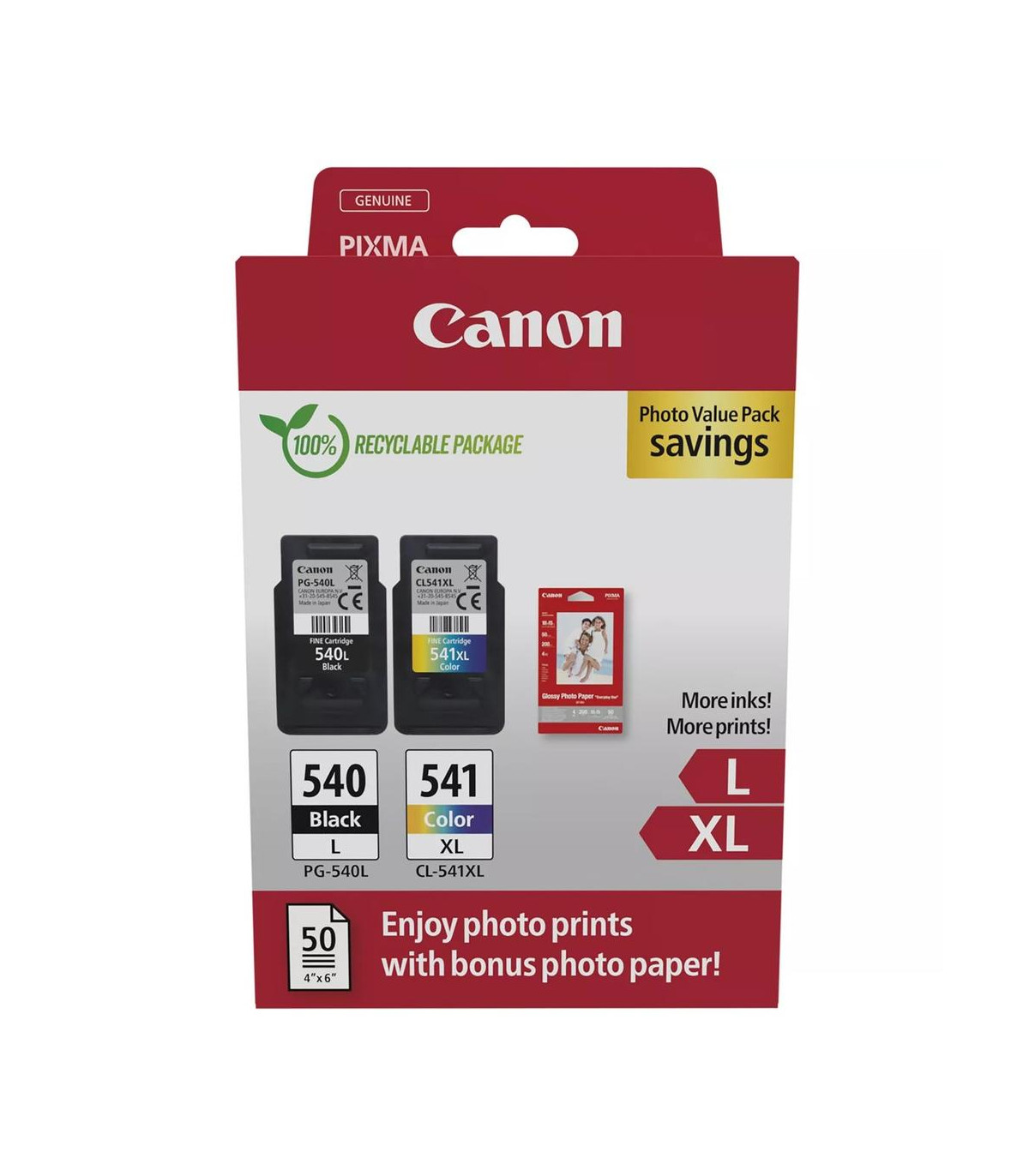 Multipack canon pg - 540l - cl - 541xl + papel fotografico