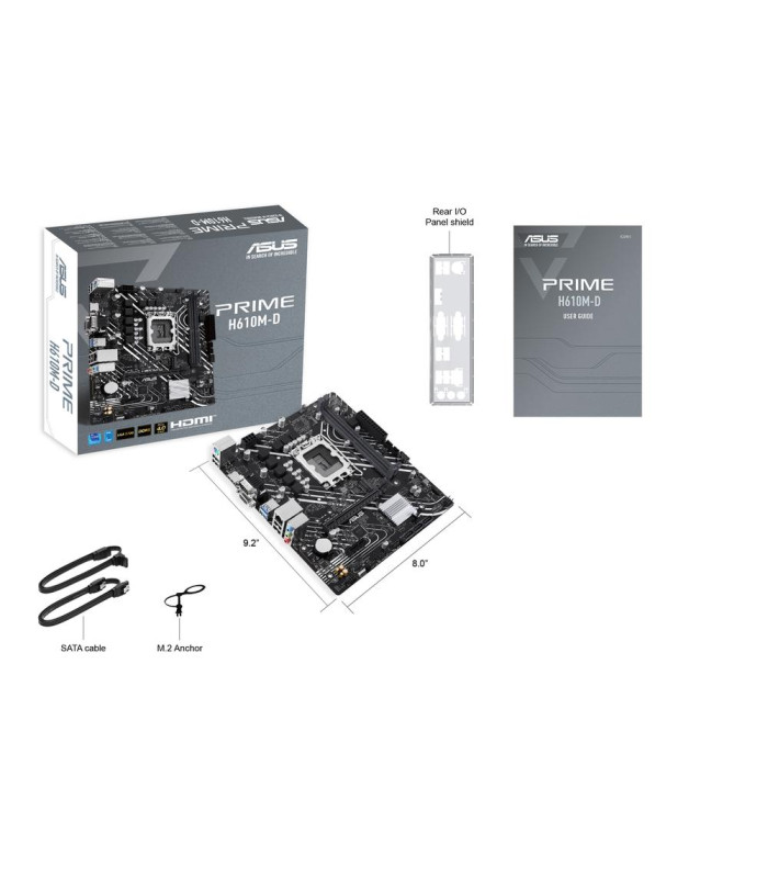 Placa base asus intel prime h610m - d socket 1700 ddr5 x2 max 96gb 4800mhz d - sub hdmi matx