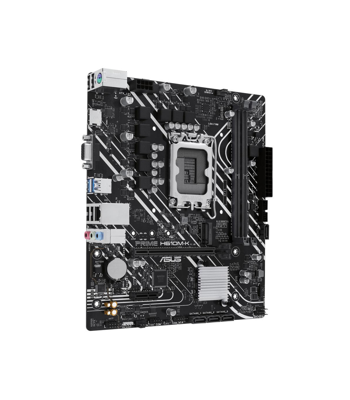 Placa base asus intel prime h610m - k socket 1700 ddr5 x2 max 96gb 4800mhz d - sub hdmi matx