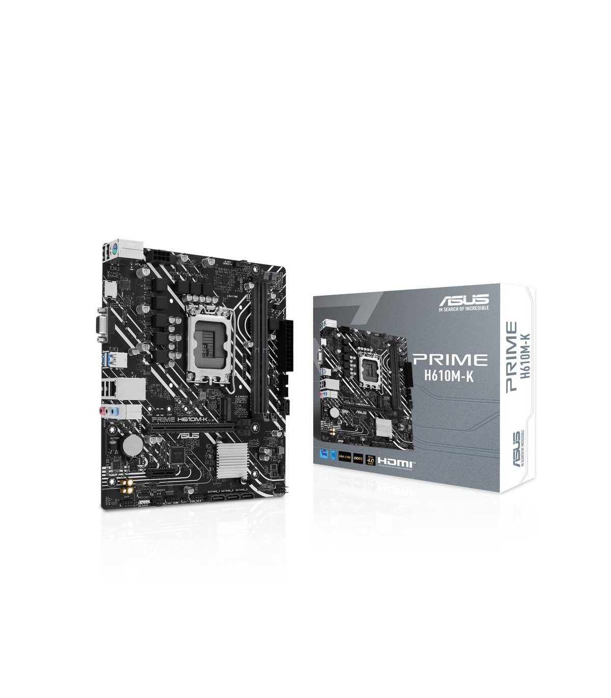Placa base asus intel prime h610m - k socket 1700 ddr5 x2 max 96gb 4800mhz d - sub hdmi matx
