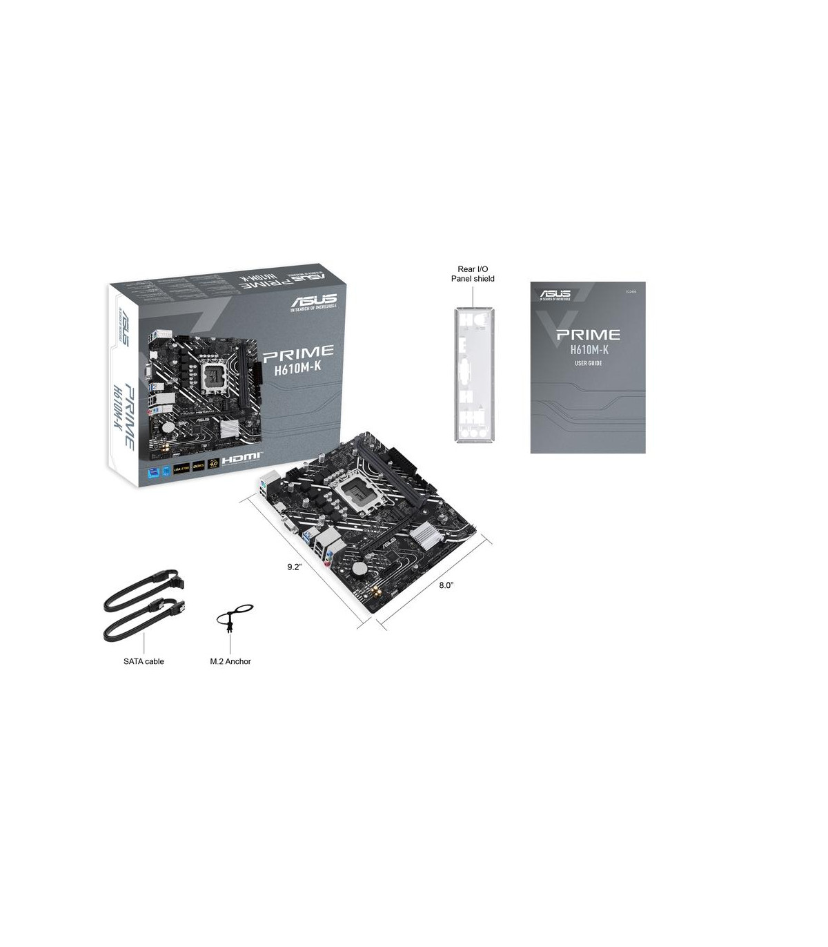 Placa base asus intel prime h610m - k socket 1700 ddr5 x2 max 96gb 4800mhz d - sub hdmi matx