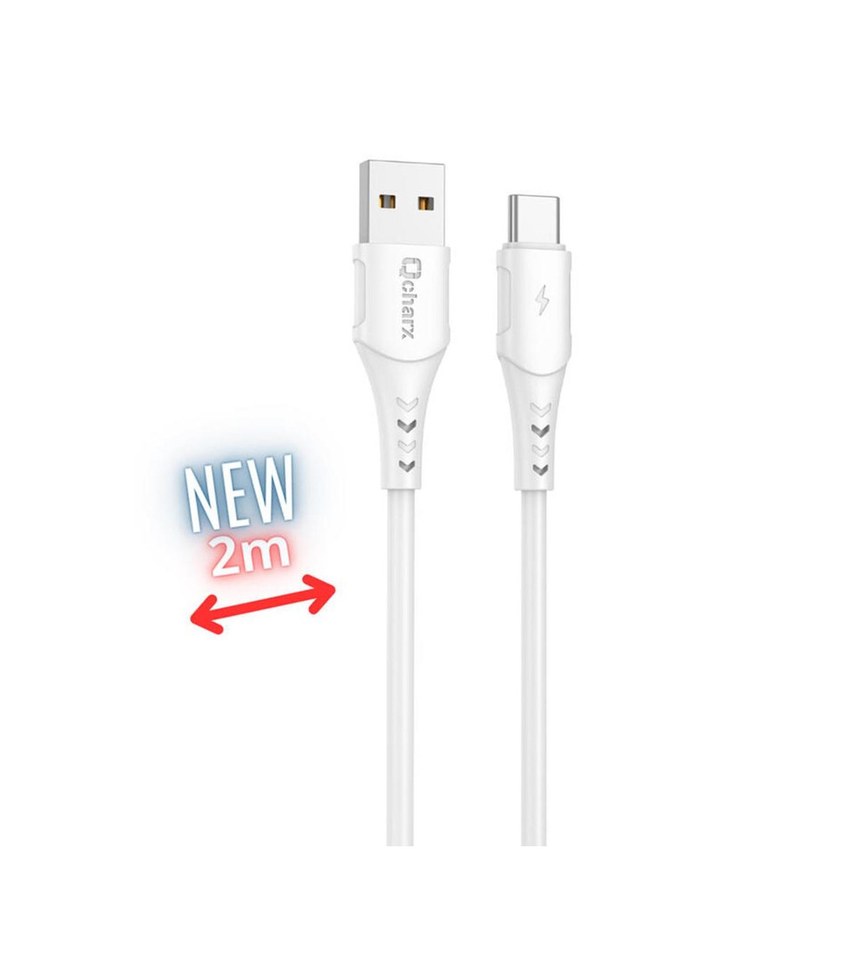 Cable qcharx athens usb tipo c a usb tipo a - 2m - pvc blanco