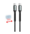 Cable qcharx prague usb tipo c - 2m - aleacion de aluminio negro cordon de tela suave