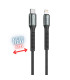 Cable qcharx prague usb tipo c a lightning - 2m - aleacion de aluminio negro cordon de tela suave