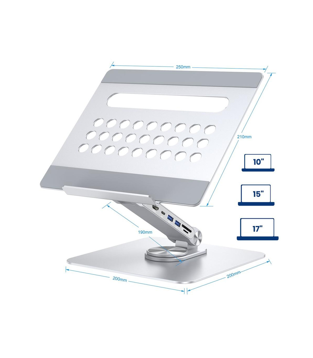 Soporte de escritorio para portatil ewent ew1269 360º + docking station 7 en 1