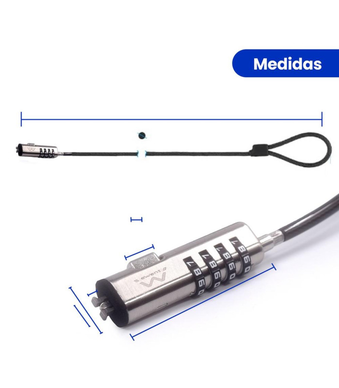 Cable de seguridad ewent para portatil -  combinacion 4 digitos 1.8m