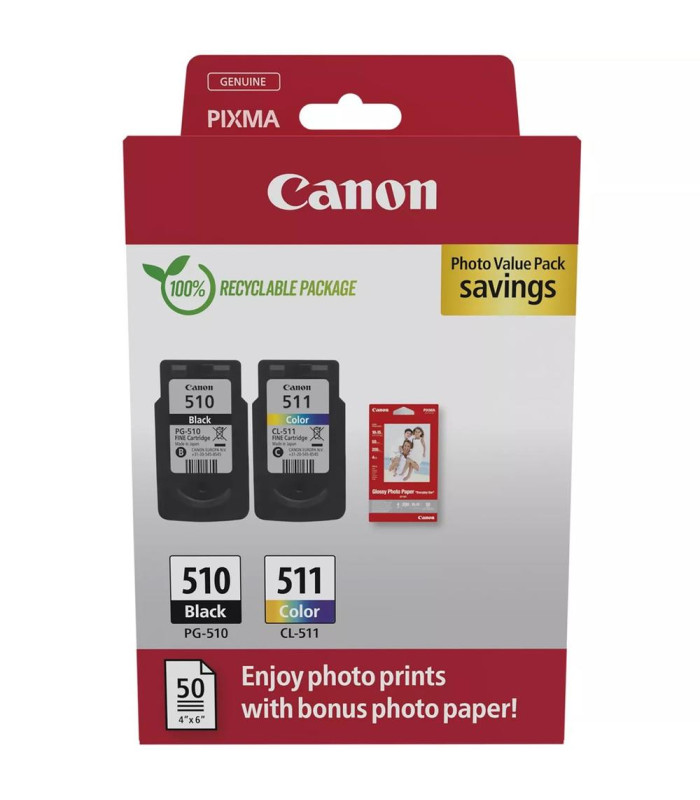 Cartucho canon pg - 510 - cl - 511 + papel fotografico