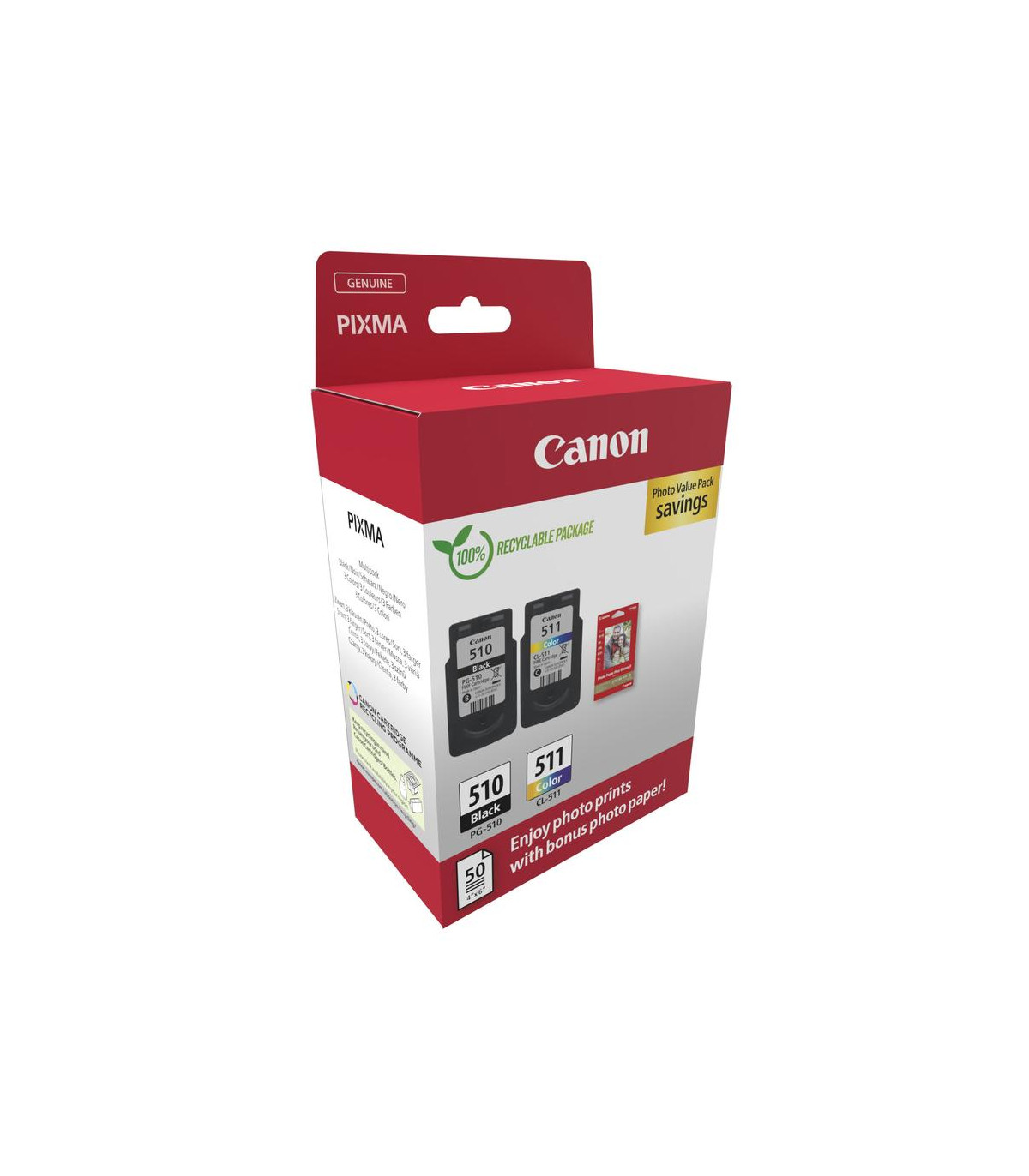 Cartucho canon pg - 510 - cl - 511 + papel fotografico