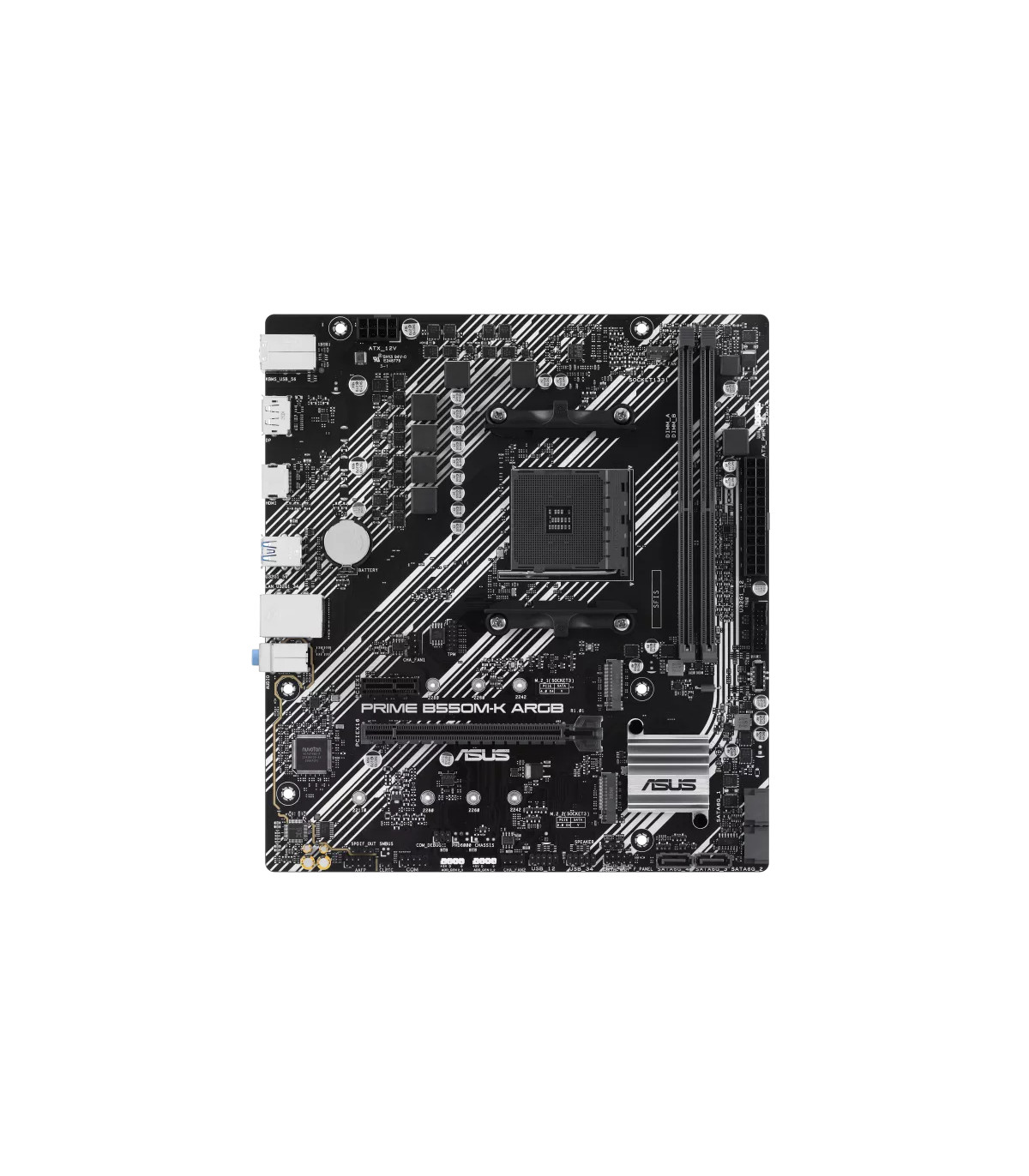Placa base asus amd prime b550m - k argb socket am4 ddr4 x2 max 64gb 3200mhz hdmi displayport matx