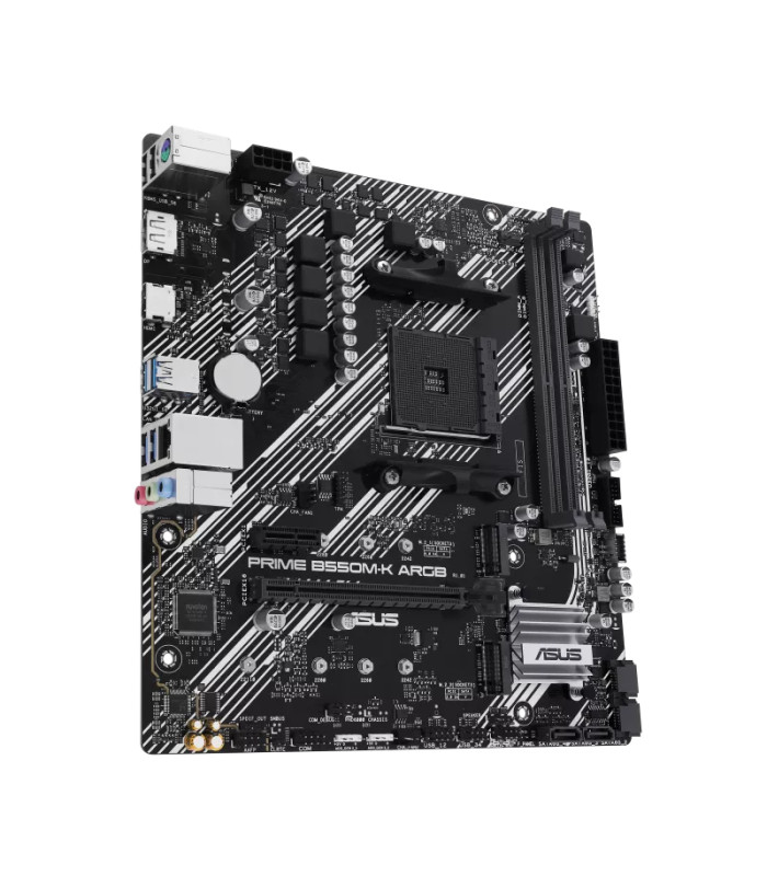 Placa base asus amd prime b550m - k argb socket am4 ddr4 x2 max 64gb 3200mhz hdmi displayport matx