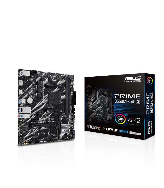 Placa base asus amd prime b550m - k argb socket am4 ddr4 x2 max 64gb 3200mhz hdmi displayport matx