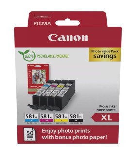 Multipack canon cli - 581xl bk - c - m - y + papel fotografico