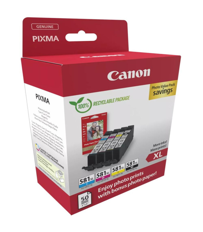 Multipack canon cli - 581xl bk - c - m - y + papel fotografico
