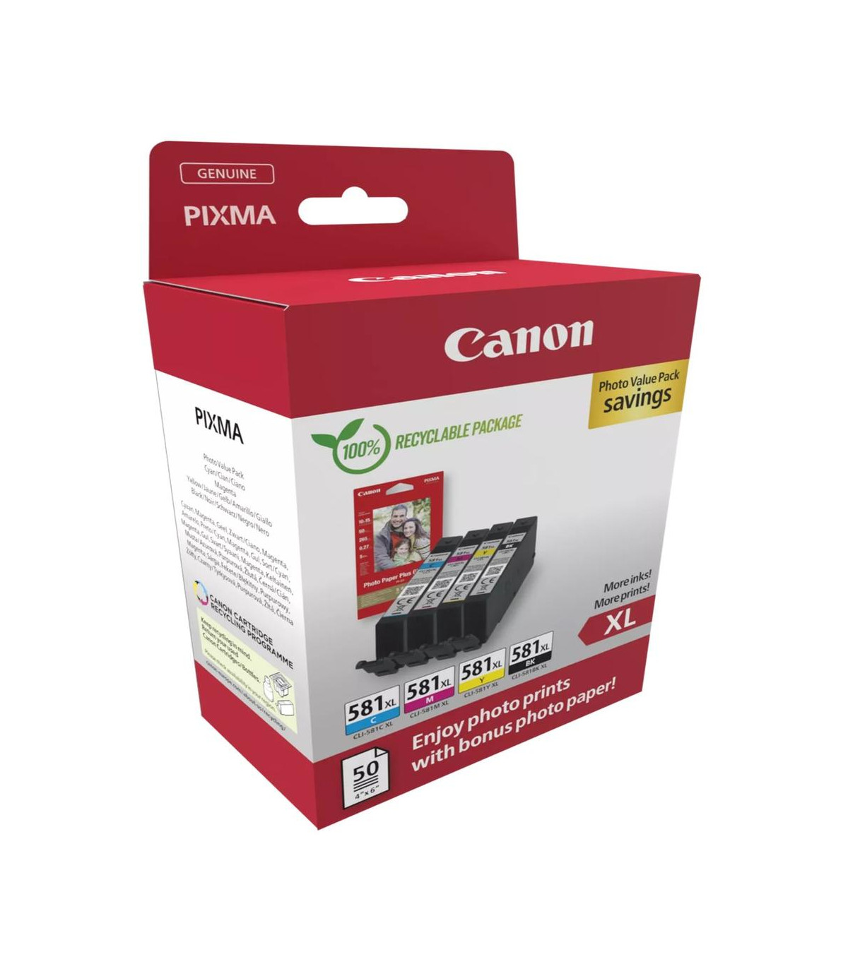 Multipack canon cli - 581xl bk - c - m - y + papel fotografico