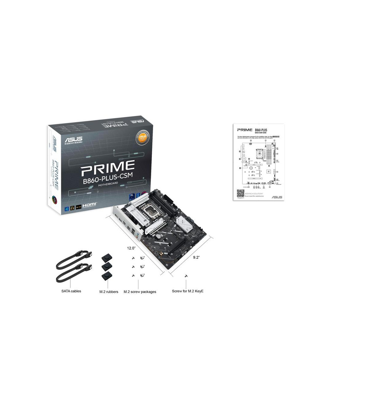 Placa base asus intel prime b860 - plus - csm  socket 1851 ddr5 x4 max 256gb hdmi displayport atx