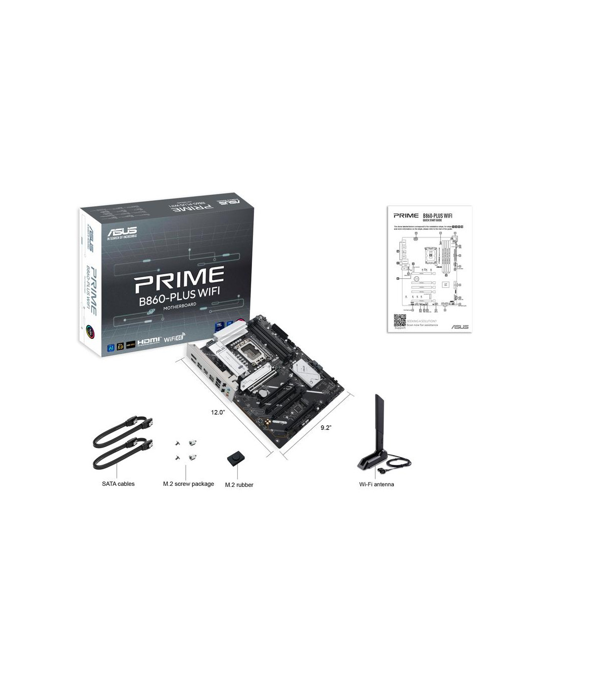 Placa base asus intel prime b860 - plus wifi socket 1851 ddr5 x4 max 256gb  atx