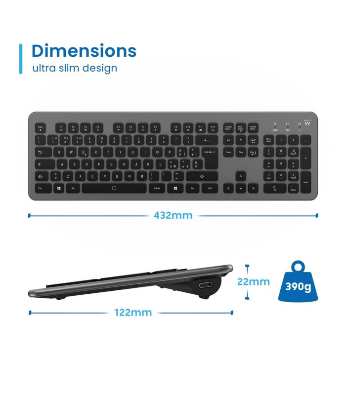Teclado ewent ew3296 inalambrico