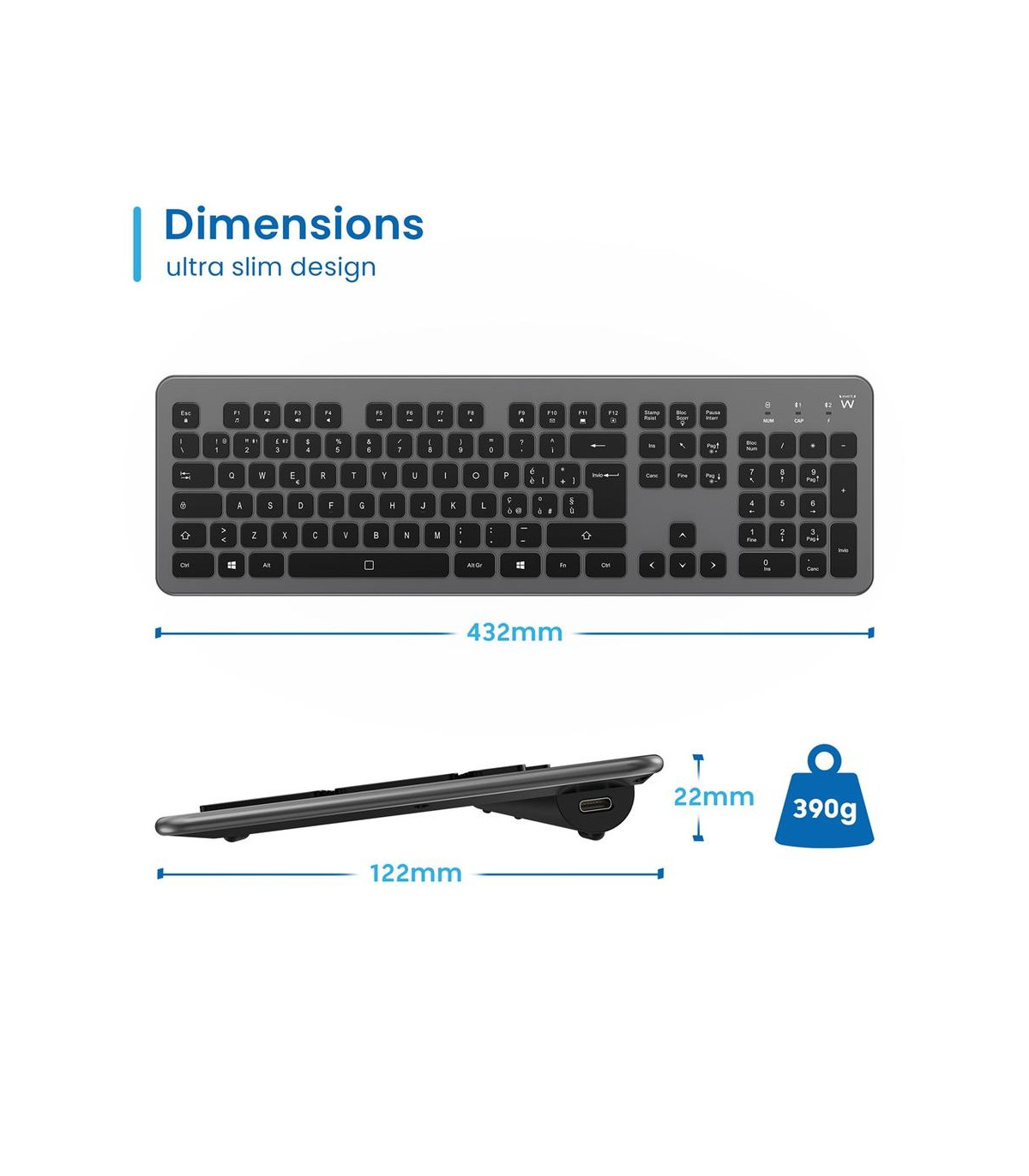Teclado ewent ew3296 inalambrico