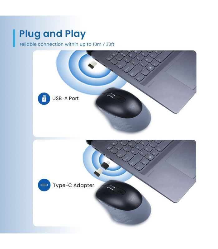 Raton inalambrico ewent ew3243 negro - gris