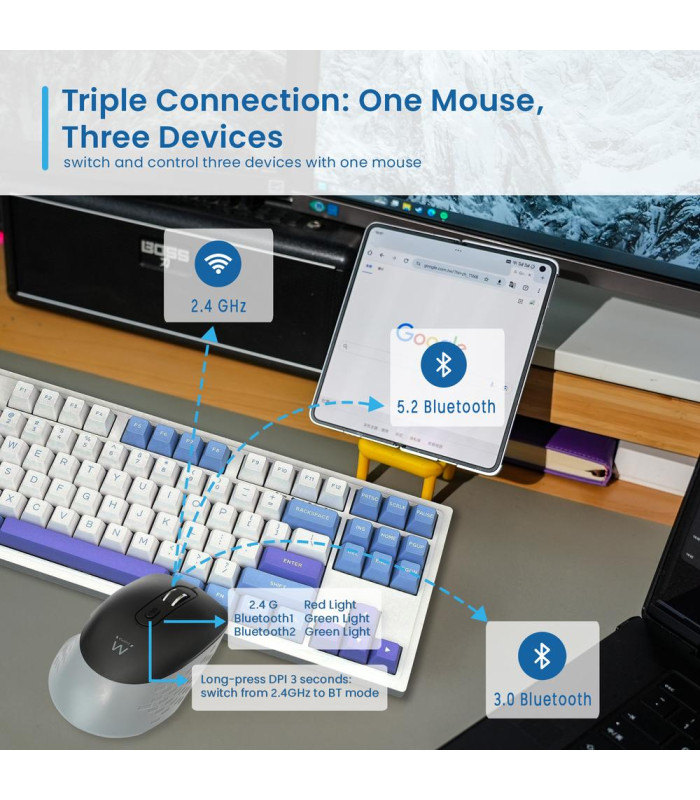 Raton inalambrico ewent ew3243 negro - gris