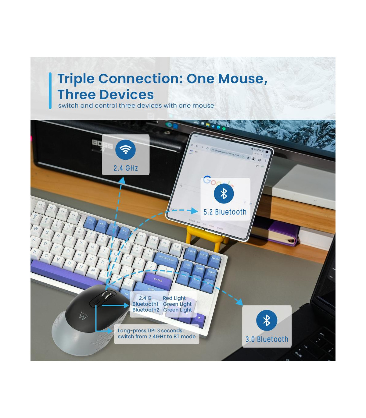 Raton inalambrico ewent ew3243 negro - gris