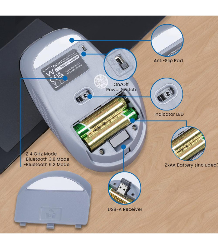 Raton inalambrico ewent ew3243 negro - gris