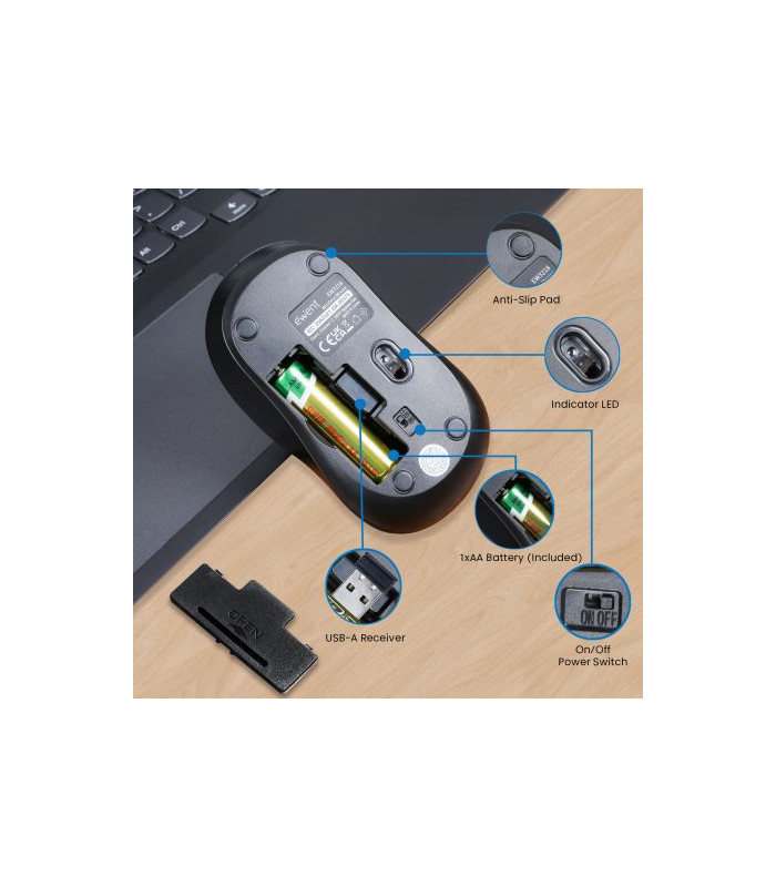 Raton inalambrico ewent ew3218 negro
