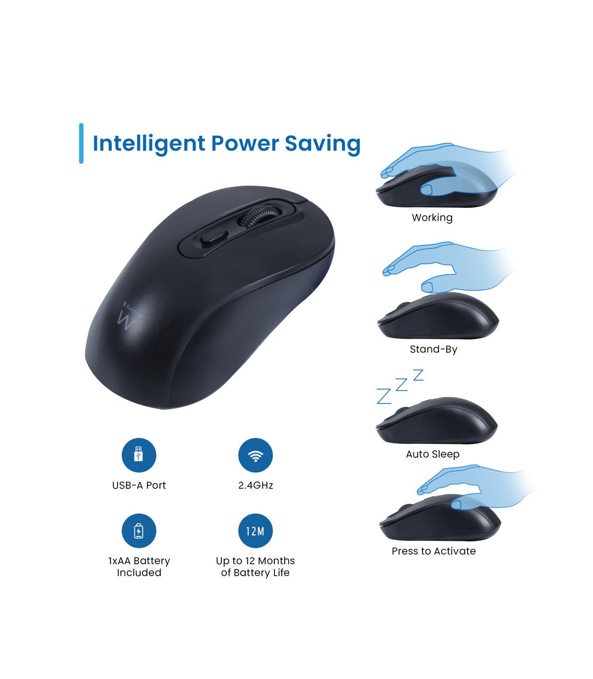 Raton inalambrico ewent ew3218 negro