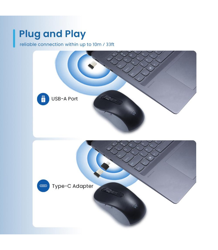 Raton inalambrico ewent ew3204 negro