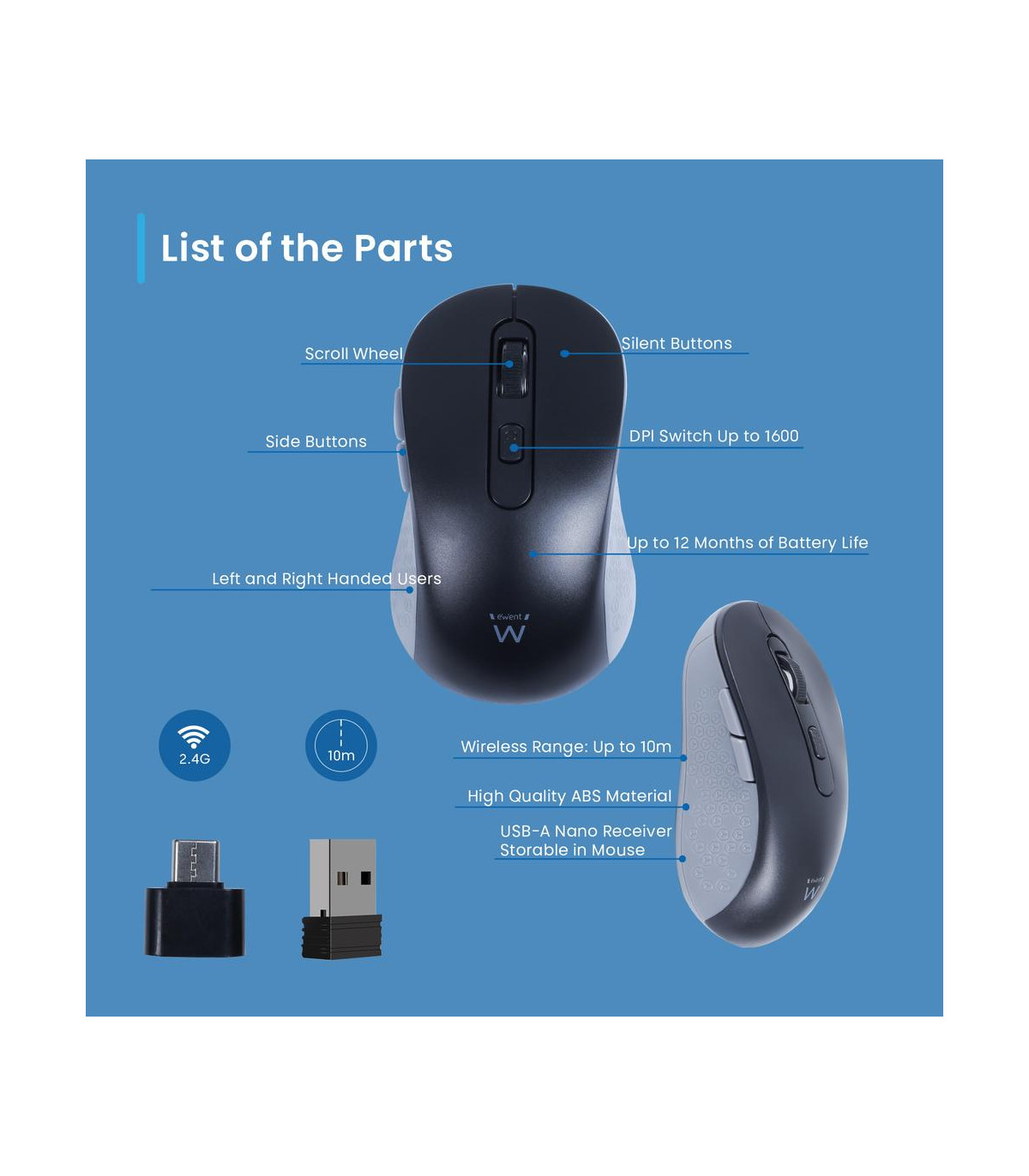 Raton inalambrico ewent ew3204 negro