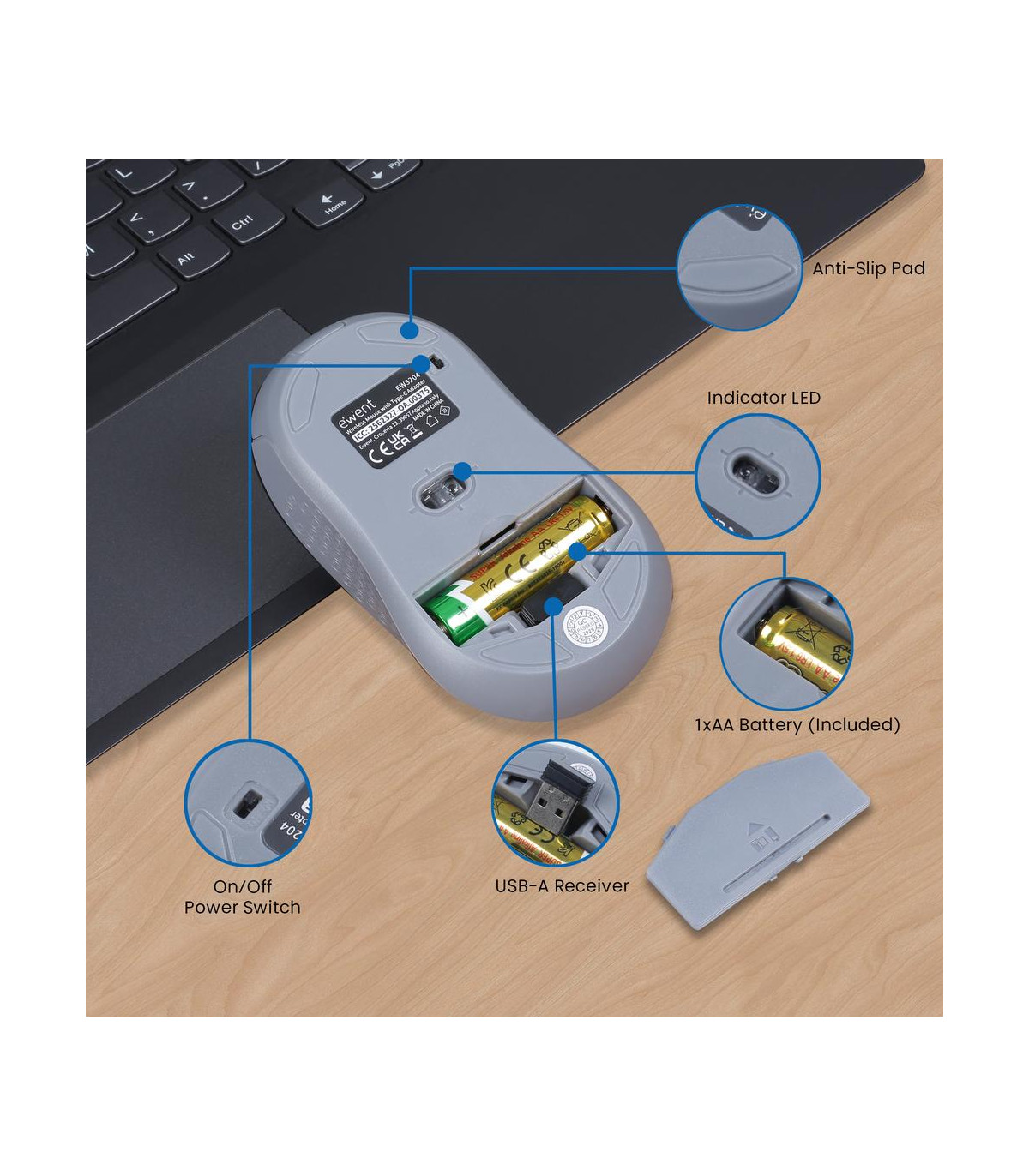 Raton inalambrico ewent ew3204 negro