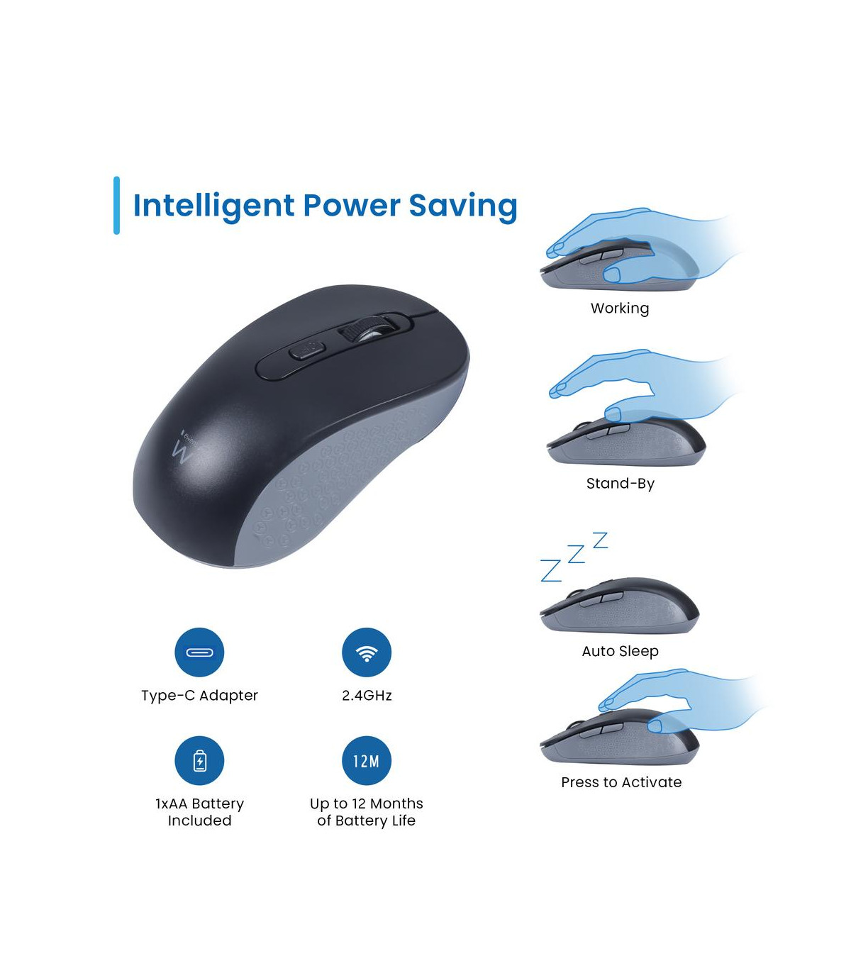 Raton inalambrico ewent ew3204 negro