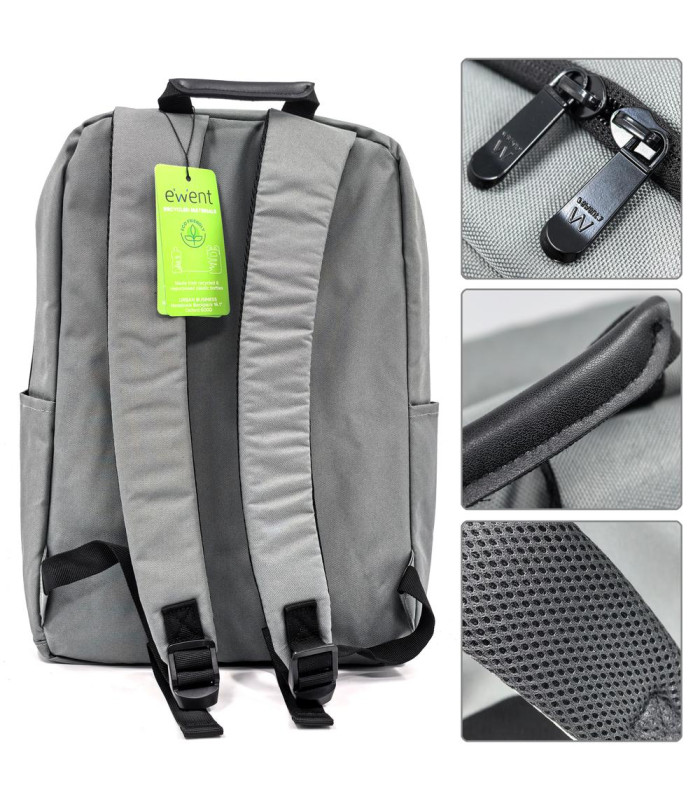 Mochila unisex ewent urban business para portatil 16.1 pulgadas gris