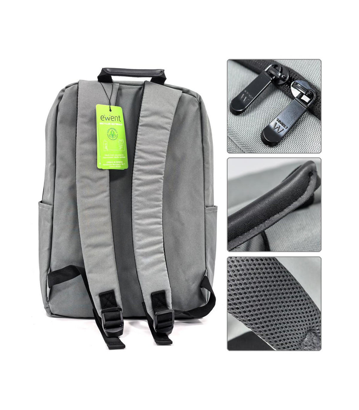 Mochila unisex ewent urban business para portatil 16.1 pulgadas gris