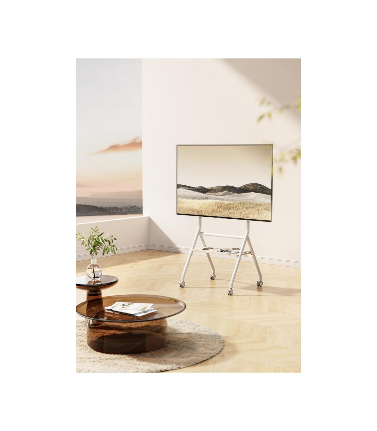 Soporte suelo con ruedas ewent vesa hasta 86 pulgadas 600x400mm max 80kg