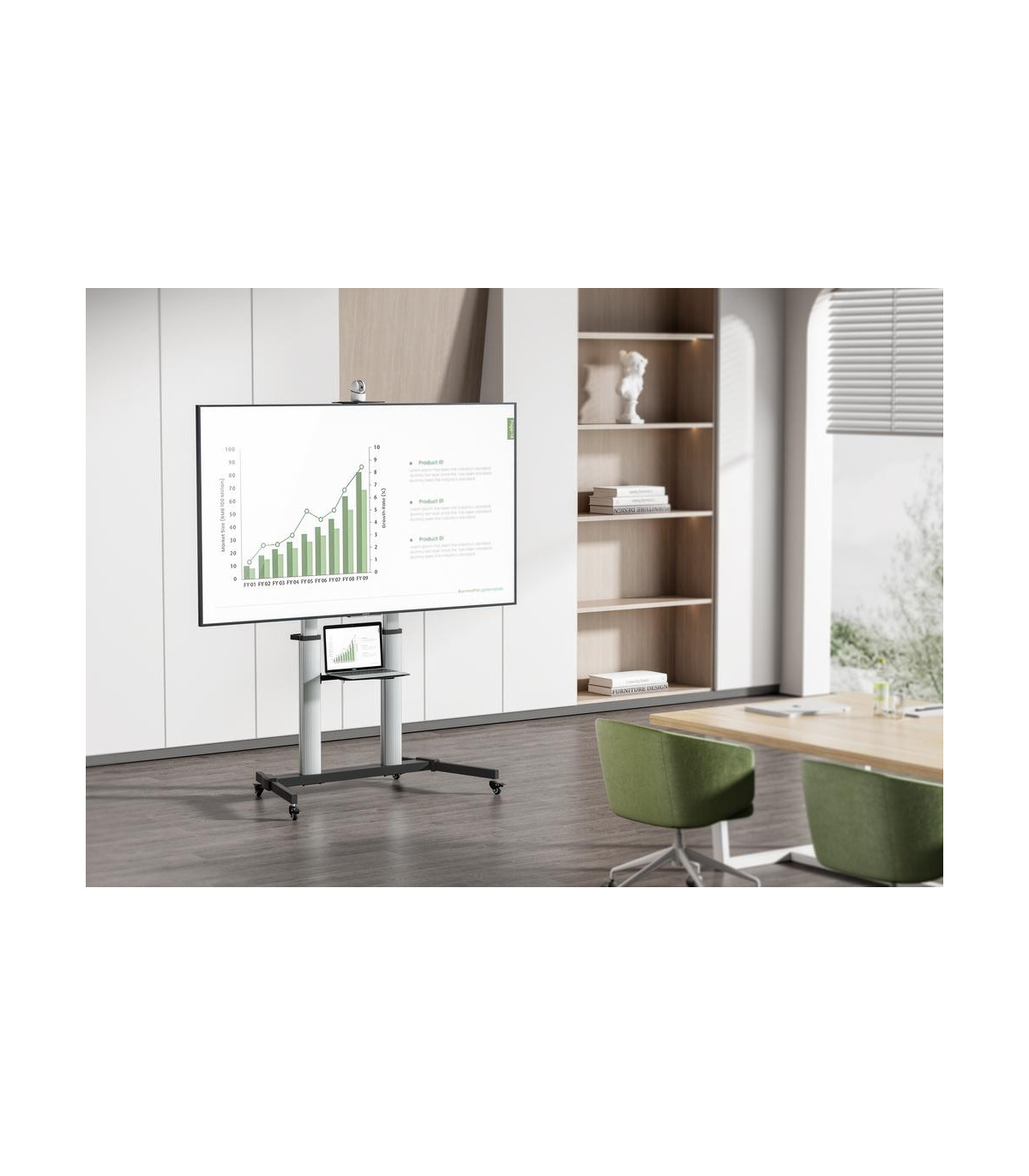 Soporte suelo con ruedas ewent vesa hasta 100 pulgadas 1000x600mm max 100kg