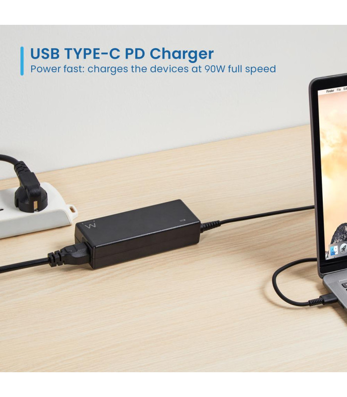 Cargador ewent ew3982 para portatil 90w usb tipo c