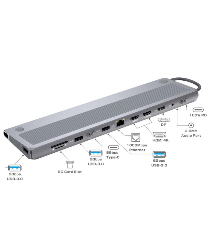 Docking station ewent ew1150 usb tipo c 12 en 1