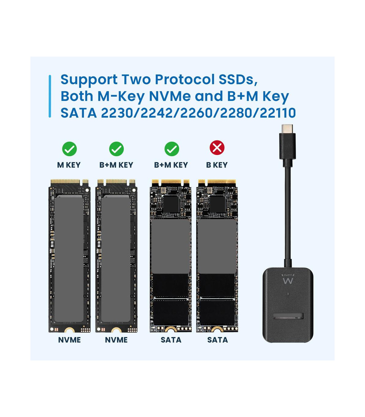 Docking station ewent para ssd m.2 usb tipo c