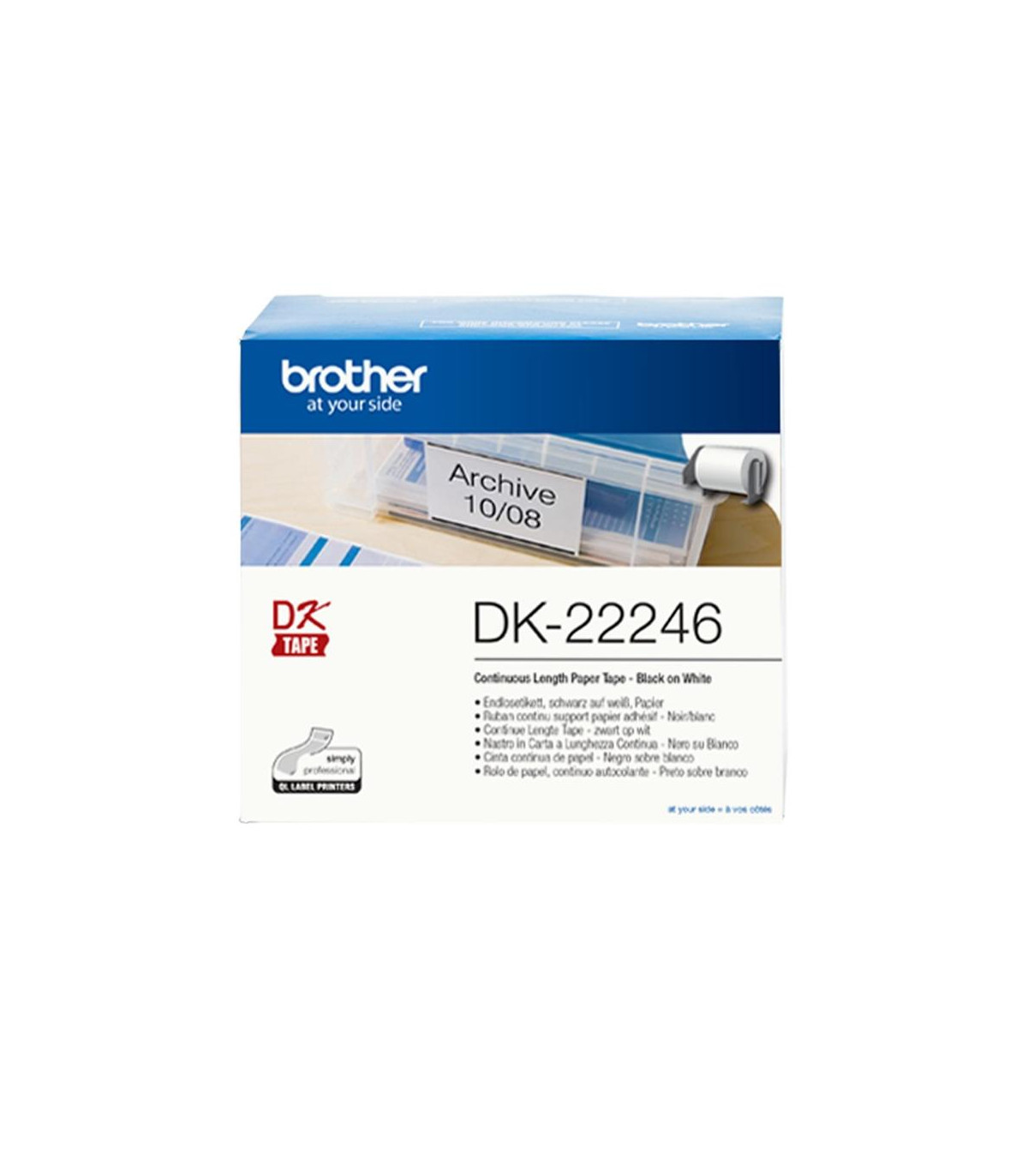 Etiquetas cinta continua brother dk - 22246 papel blanco