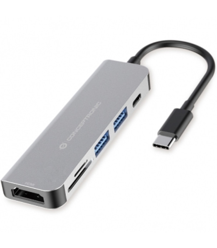 Adaptador hub 6 en 1 conceptronic usb tipo c a hdmi - usbc - usb 3.0 - sd - tf
