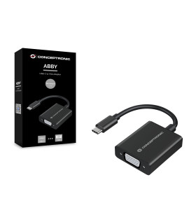 Adaptador usb tipo c a vga conceptronic 10.8cm - macho - hembra - negro