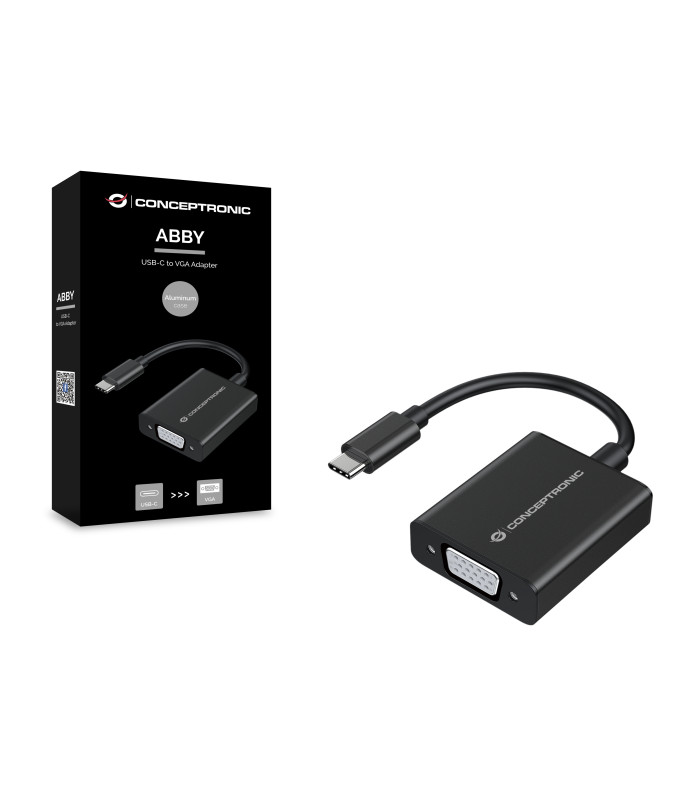 Adaptador usb tipo c a vga conceptronic 10.8cm - macho - hembra - negro