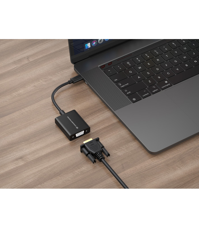 Adaptador usb tipo c a vga conceptronic 10.8cm - macho - hembra - negro