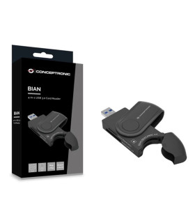 Lector de tarjetas externo usb 3.0 4 en 1 conceptronic bian04b sd - sdhc - sdxc micro sd -  t flash