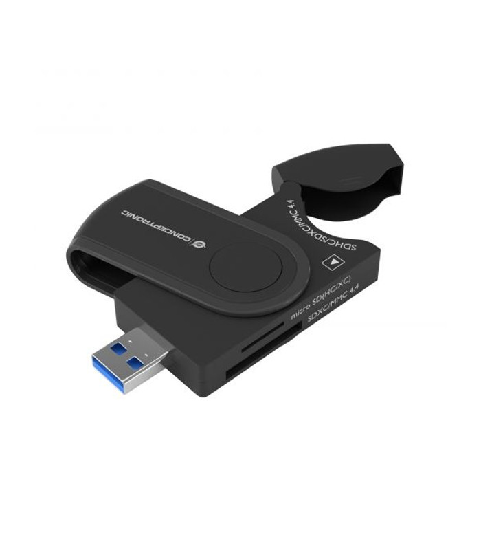 Lector de tarjetas externo usb 3.0 4 en 1 conceptronic bian04b sd - sdhc - sdxc micro sd -  t flash